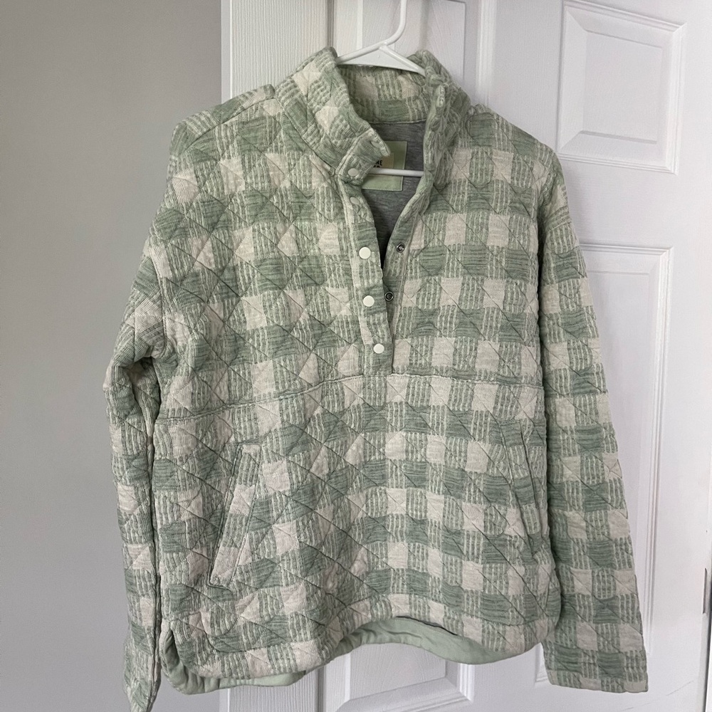 Marine Layer Iris Quilted Pullover - Small / Mint
